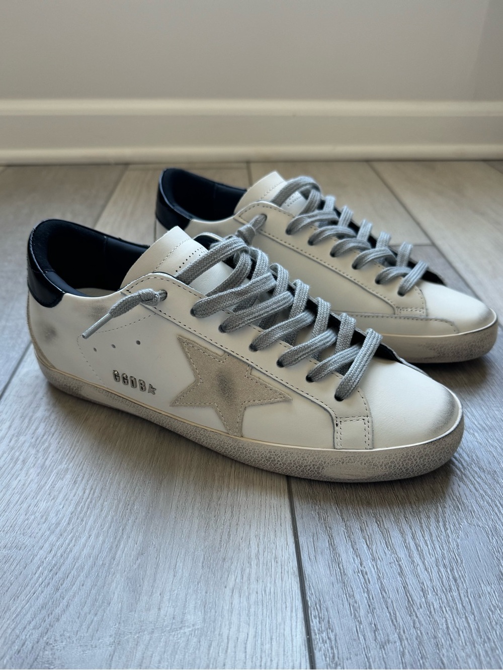 Golden Goose Men’s Super Star White Leather Sneakers with